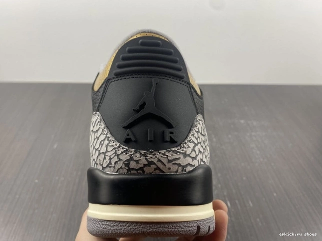 Rep WMNS Gold Jordan 3 Black Air CK9246-067 0805